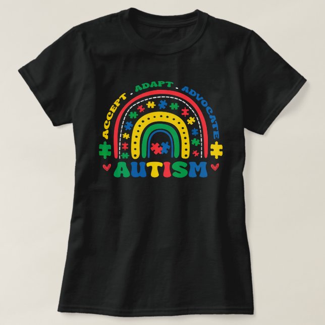 Accept Adapt Advocate Autism Special Education T-Shirt (Design Front)