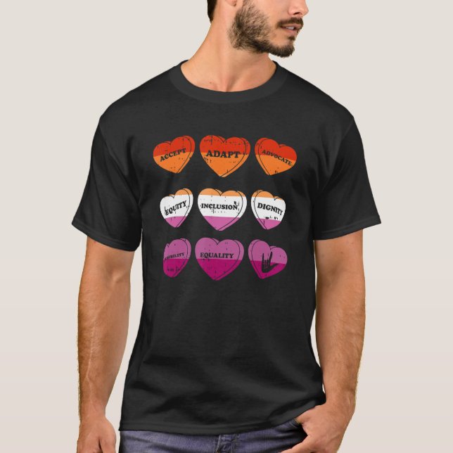 Accept Adapt Advocate Lesbian Pride Flag Gay LGBT- T-Shirt (Front)