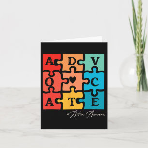 Accept Adapt Advocate Puzzle Piece Retro Autism Aw Card