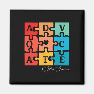 Accept Adapt Advocate Puzzle Piece Retro Autism Aw Magnet