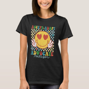 Accept Adapt Advocate Retro Groovy Smile Autism Aw T-Shirt