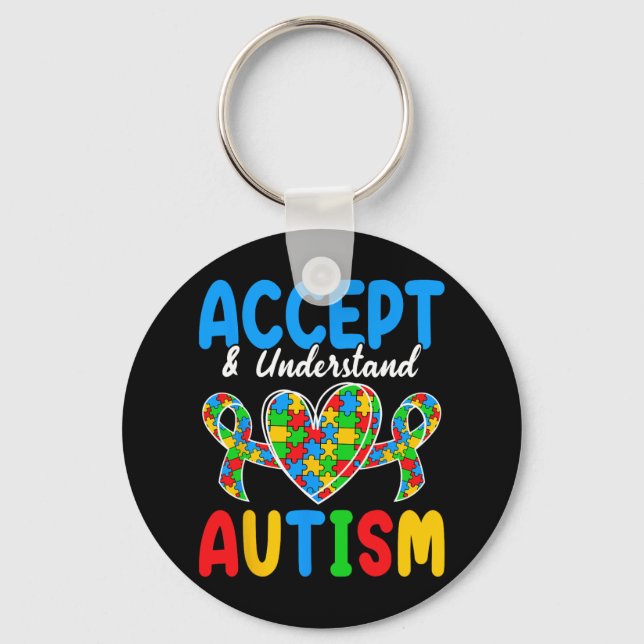 Accept And Understand Autism Day  Key Ring (Front)