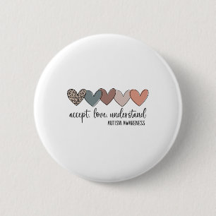 Accept Love Understand Autism Awareness  6 Cm Round Badge