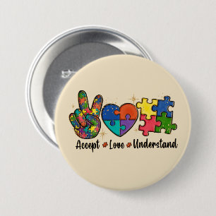 Accept, Love, Understand Autism Awareness 7.5 Cm Round Badge