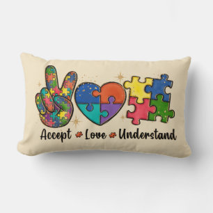 Accept Love Understand - Autism Awareness Heart Lumbar Cushion