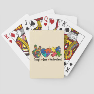 Accept Love Understand - Autism Awareness Heart Playing Cards