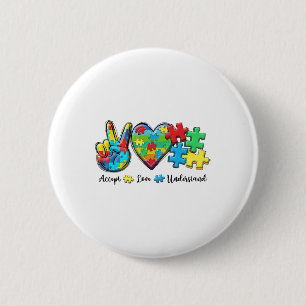 Accept Love Understand Autism Awareness Men Women 6 Cm Round Badge