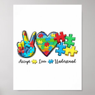 Accept Love Understand Autism Awareness Men Women Poster