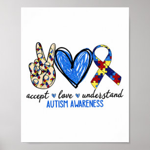 Accept Love Understand Autism Awareness Men Women  Poster