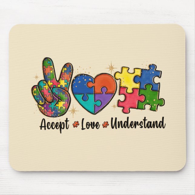 Accept, Love, Understand Autism Awareness Mouse Pad (Front)