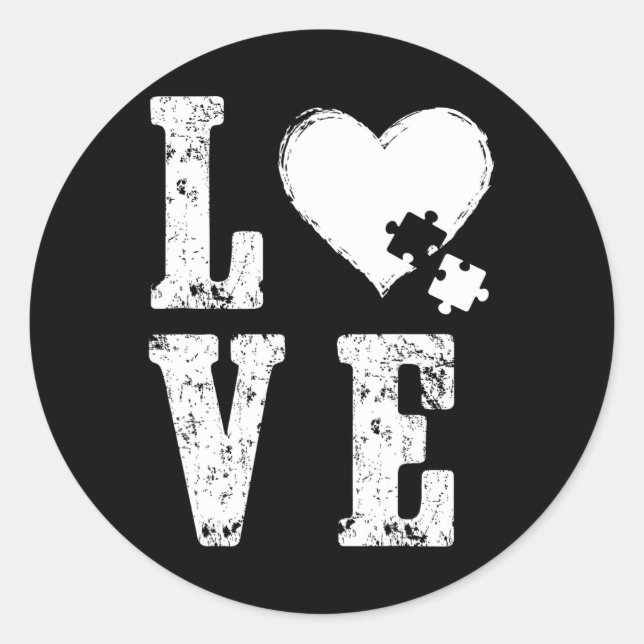 Accept Love Understand Autism Support Funny Autism Classic Round Sticker (Front)