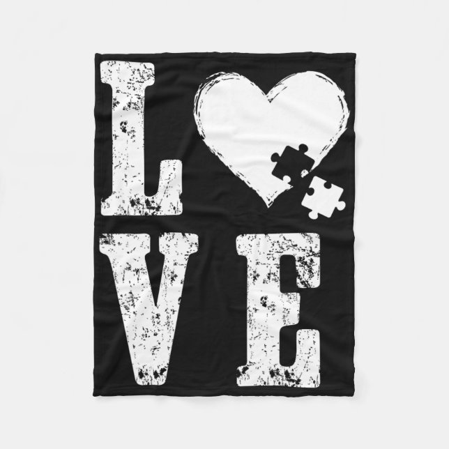 Accept Love Understand Autism Support Funny Autism Fleece Blanket (Front)