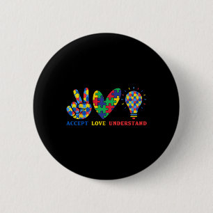 Accept Love Understand Colourful Puzzle Piece Awar 6 Cm Round Badge