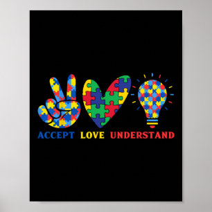Accept Love Understand Colourful Puzzle Piece Awar Poster