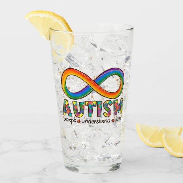 Accept Love Understand - Infinity Autism Awareness Glass (Front Ice)