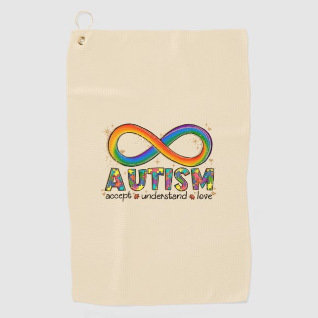 Accept Love Understand - Infinity Autism Awareness Golf Towel (Front)