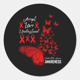 Accept Love Understand Sickle Cell Anaemia Awarene Classic Round Sticker