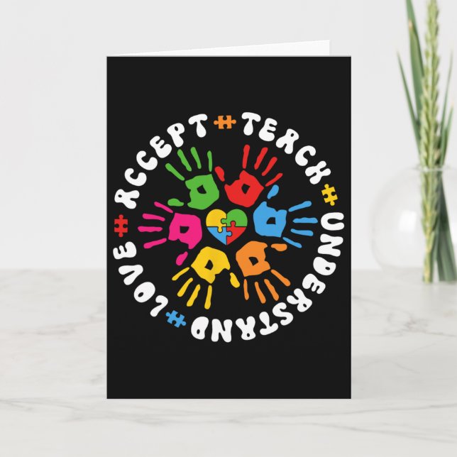 Accept Teach Understand Love April Autism Awarenes Card (Front)