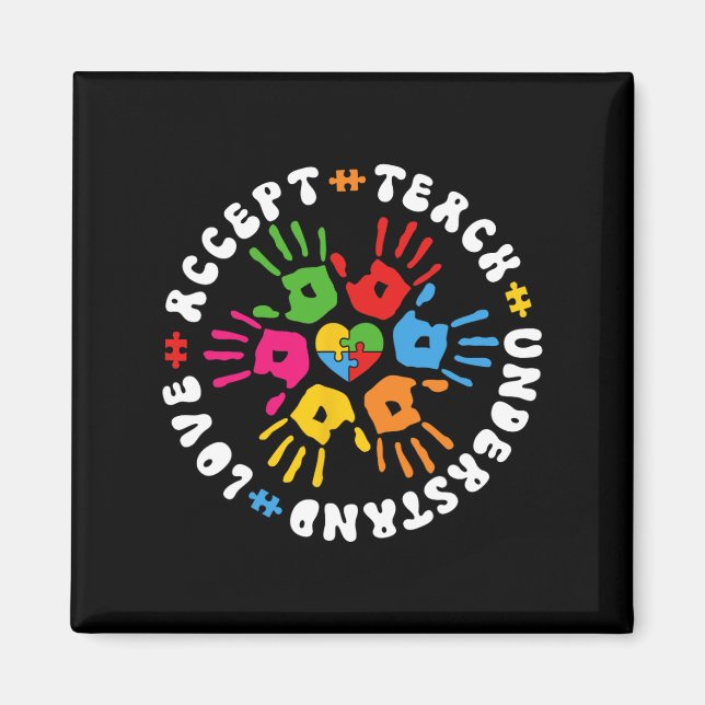Accept Teach Understand Love April Autism Awarenes Magnet (Front)