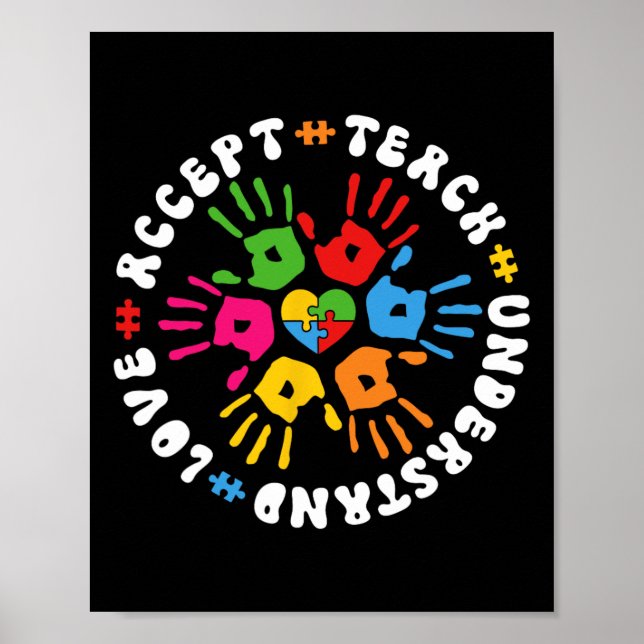 Accept Teach Understand Love April Autism Awarenes Poster (Front)