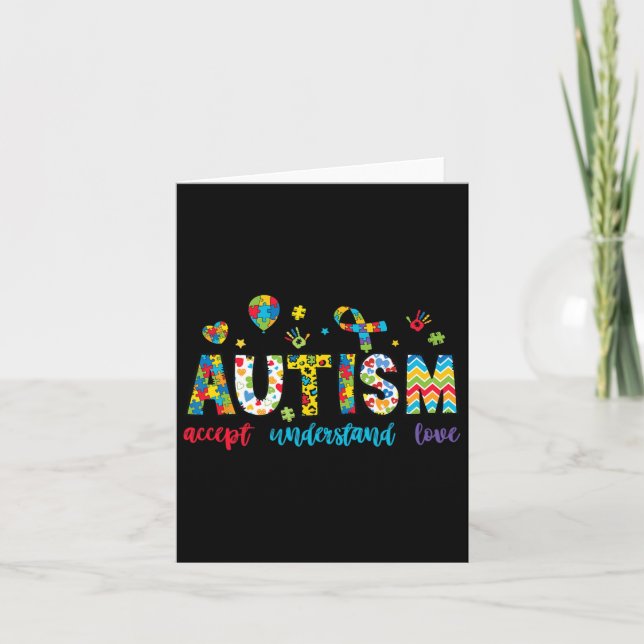 Accept Understand Autism Awareness Support For Kid Card (Front)