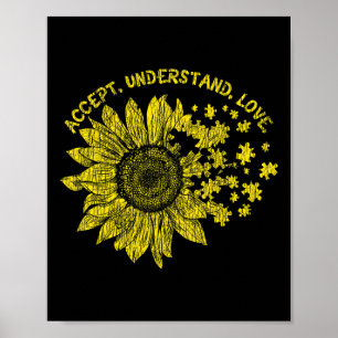 Accept Understand Autistic Kids Support Autism Awa Poster