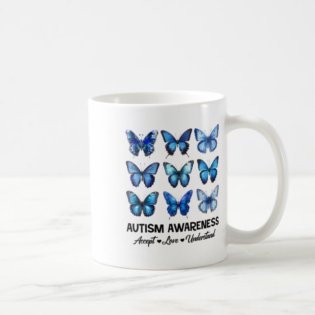 Accept Understand Love Autism Awareness Butterfly  Coffee Mug (Right)