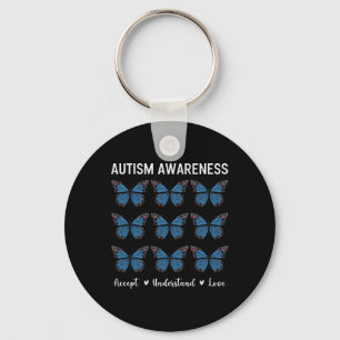 Accept Understand Love Autism Awareness Butterfly Key Ring
