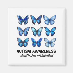 Accept Understand Love Autism Awareness Butterfly Magnet