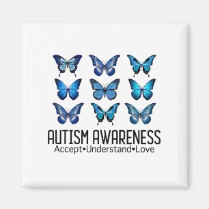 Accept Understand Love Autism Awareness Butterfly  Magnet