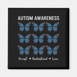 Accept Understand Love Autism Awareness Butterfly Magnet