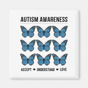 Accept Understand Love Autism Awareness Butterfly Magnet