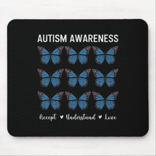 Accept Understand Love Autism Awareness Butterfly  Mouse Pad