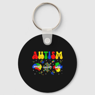 Accept understand love autism awareness day puzzle key ring
