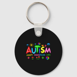 Accept understand love autism awareness day puzzle key ring