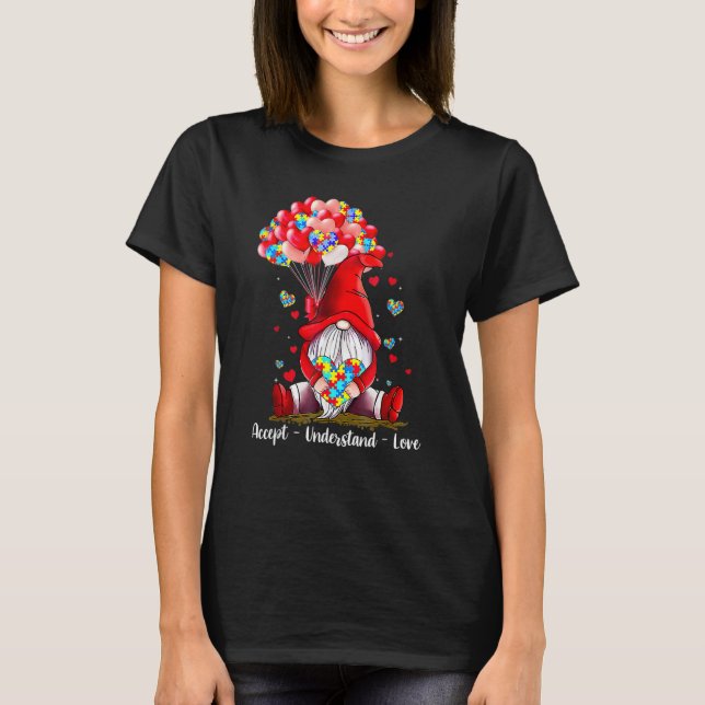 Accept Understand Love Autism Awareness Gnome Vale T-Shirt (Front)