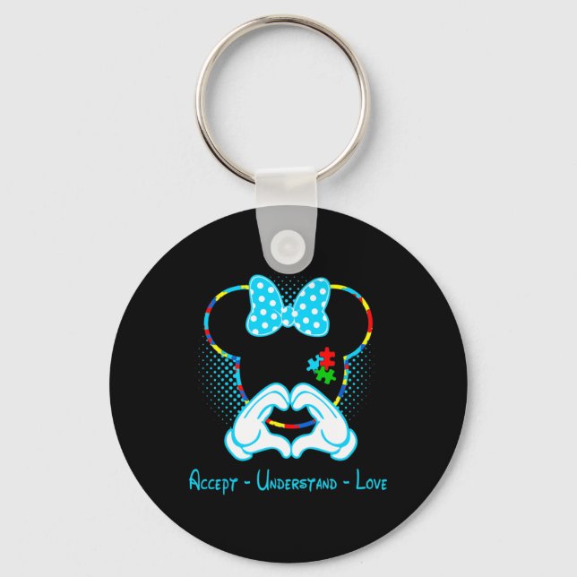 Accept Understand Love Autism Awareness - Mouse Au Key Ring (Front)