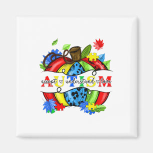 Accept Understand Love Autism Awareness Pumpkin Fa Magnet