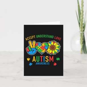 Accept Understand Love Autism Awareness Sunflower Card