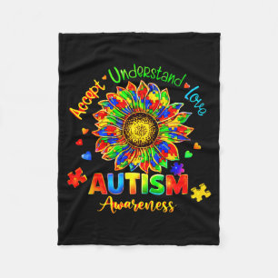 Accept understand love autism awareness sunflower fleece blanket