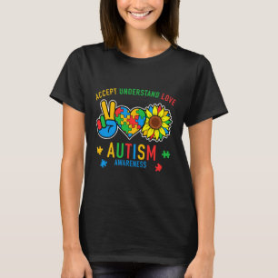 Accept Understand Love Autism Awareness Sunflower  T-Shirt