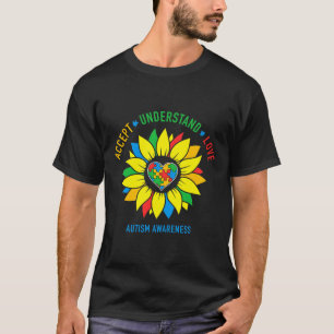 Accept Understand Love Autism Awareness Sunflower T-Shirt