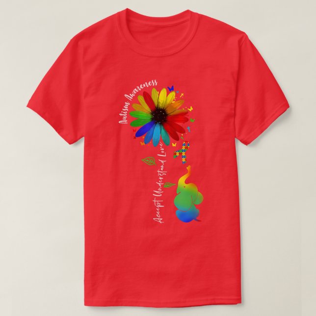 Accept Understand Love Autism Awareness Sunflower  T-Shirt (Design Front)