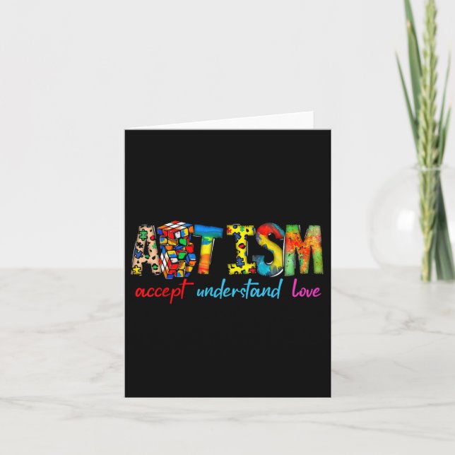 Accept Understand Love Autism Awareness Support Fo Card (Front)