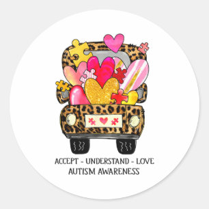 Accept Understand Love Autism Awareness Support Va Classic Round Sticker