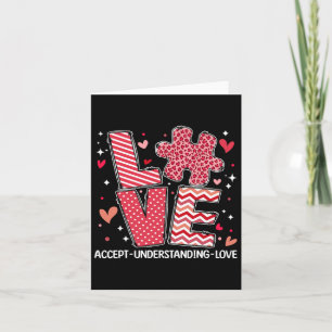 Accept Understand Love Autism Awareness Valentine' Card
