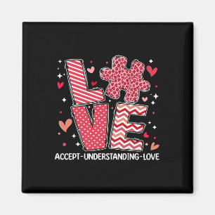 Accept Understand Love Autism Awareness Valentine' Magnet