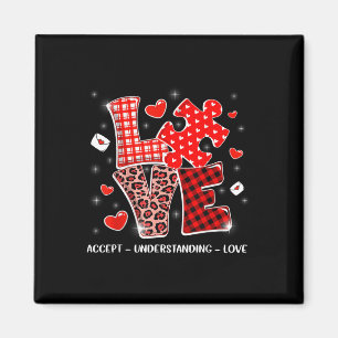 Accept Understand Love Autism Awareness Valentines Magnet