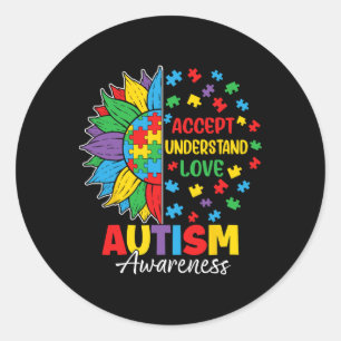 Accept Understand Love Autism Day Classic Round Sticker