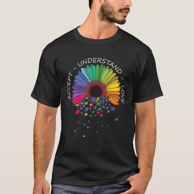 Accept understand love colourful flower puzzle T-Shirt (Front)